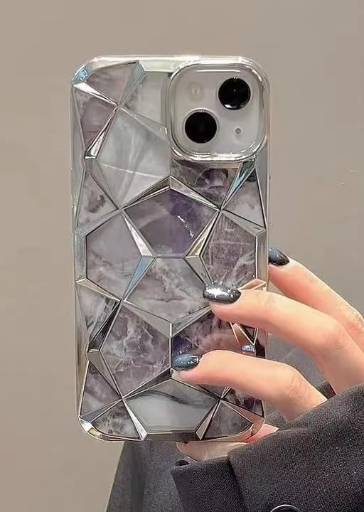 Image of COVERLY for iPhone 15 Pro Max 3D Diamond Glitter Sparkle Case,Full Protective Luxury Splash Bling Back Case Pastel Colorful Fashion Aesthetic Cover for Apple iPhone 15 Pro Max (Shinny Silver)