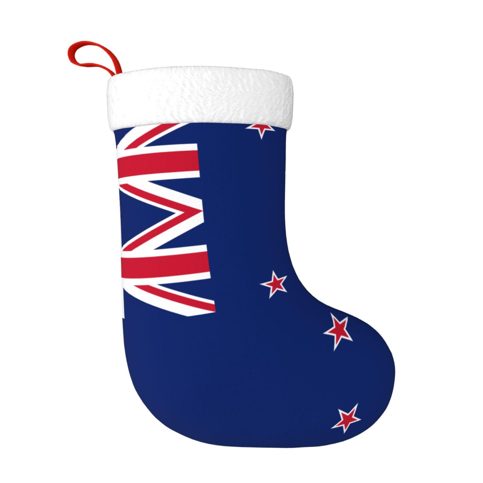 Chengua Black New Zealand Flag Print Christmas Stocking, Fireplace Hanging Stockings, For Family Xmas Holiday Party Decoration Gift