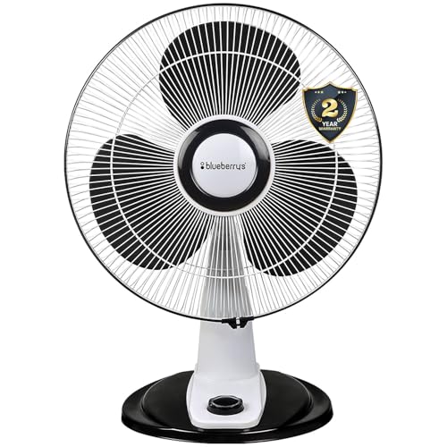 Image of Blueberry's BREEZO 50 Watts 16 inch 400mm Table Fan 1300 RPM | 2 Years Warranty | Made in India | 180 Oscillation (White-Black)
