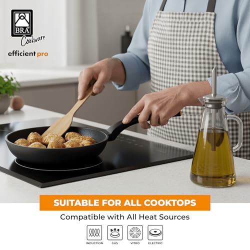 Image of BRA COOKWARE Efficient Pro Nonstick Frying Pan | 11 inches Cast Aluminum Skillet | 3-Layer Scratch Resistant Coating Frypan | PFOA Free | All Cooktops Frying Skillet | Heat-Resistant Handle