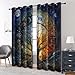 Tree of Life Curtains for Bedroom Decor, 54 Inches Long, Celestial Night and Day Fantasy Pattern Design Blackout Drapes, Tree of Life Curtains for Living Room, 2 Panels Set (E&-1659)