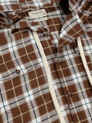 Image of Thomas Scott Men's | Checks | Full Sleeve | Regular Fit | 100% Cotton | Hooded | Casual Shirt