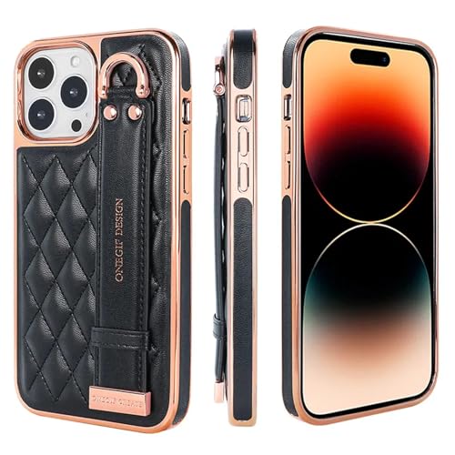 Coque iPhone 15 Pro Max en cuir premium et placage or luxueux antichoc