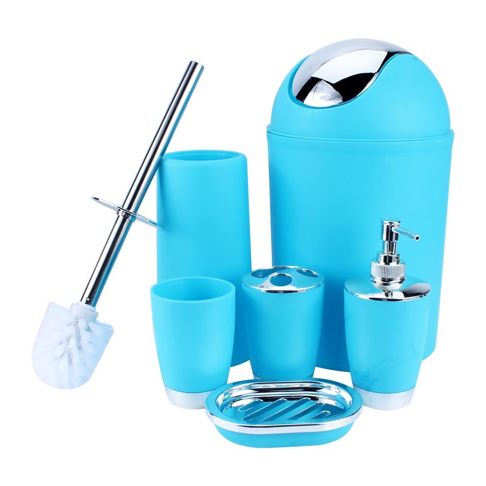 6Pcs Bathroom Accessories Set, Bathroom Accessory Bath Set Toothbrush Holder, Bin, Soap Dish, Dispenser,cup, Toilet Brush