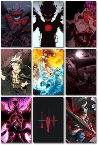 Image of ATEVON Black Clover Anime Poster Set - Pack of 18 Wall Collage Prints (6x4 Inch) Featuring Asta, Yami, Noelle & Yuno - Aesthetic Wall Decor for Anime Fans