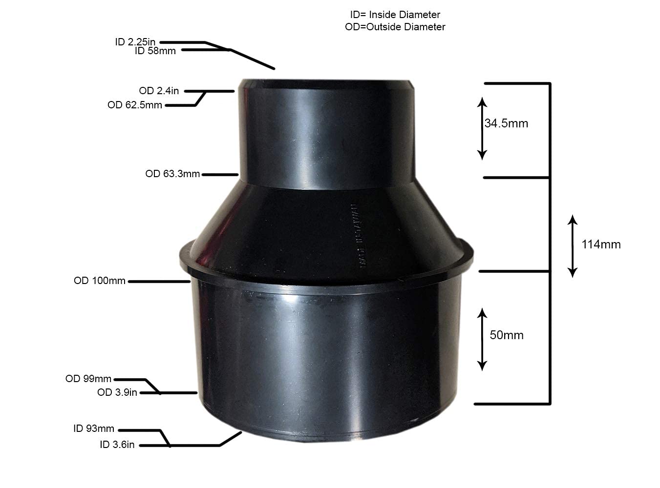 Reductor de cono de recogida de polvo de 4 a 2 1/2 pulgadas más 5 adaptadores de manguera de vacío para 1 1/16 a 1 3/4 pulgadas, incluye 2 adaptadores de aspiradora de 2 1/2 a 1 1/4 y 2 1/2 a 1 1/2