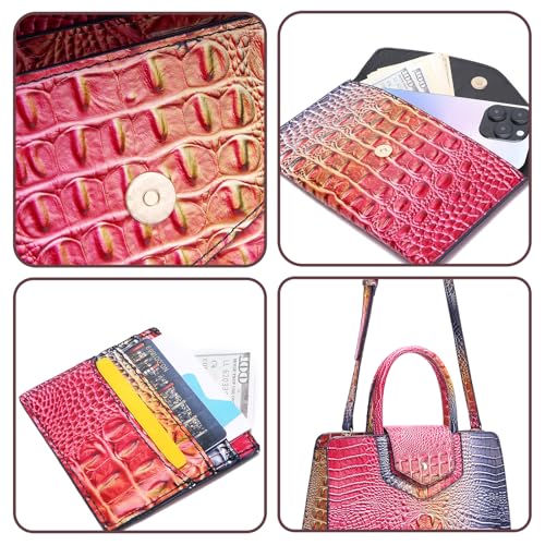 Image of Makcr Joacbv Women Embossed Pattern Satchel Handbags Wallet 3 pcs Set Crossbody Tote Top Handle Vegan Leather Ladies Bag | Embossed Pattern