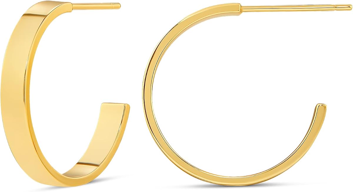 Amazon Essentials Aro con borde cuadrado chapado en oro de 14 quilates