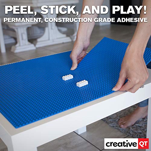 Creative Qt Makerbase - Peel-And-Stick Building Blocks Baseplates 10”X10” For All Major Brands Of Toy Building Sets, Sturdy Stacking Blocks Table Base, Building Bricks Play Table Top #TOP2