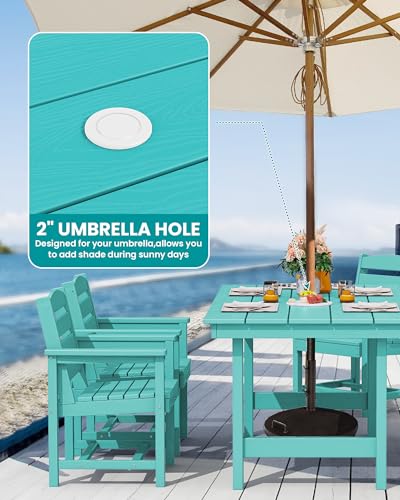 Image of SERWALL 67 inch Rectangle HDPE Outdoor Dining Table for 6,Aruba
