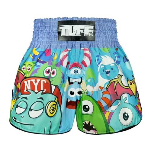 Tuff Sport Muay Thai Box-Shorts, Retro-Stil, klassisch, schmaler Schnitt, MMA, Kickboxen, Workout-Set, Kleidung, Training (TUF-RMS104-MTC, XL)