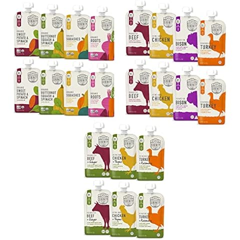 Serenity Kids 6+ Months Super Variety Pack Baby Food Pouches Bundle | Meats, Veggies, and Meats + Herbs Variety Packs (22 Count) Cover