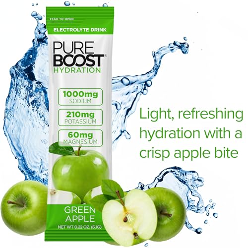Image of Pureboost Sugar-Free Electrolyte Hydration Packets, Green Apple 14ct
