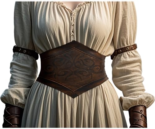 L'VOW Brown Leather Corset Belt Women Renaissance Belt Medieval Viking Belt Wide Cinch Belt
