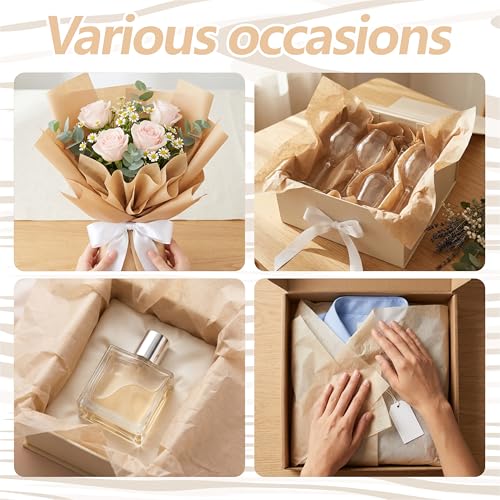 Image of Bobobag 100 Sheets Brown Tissue Paper 20 inchX14 inch Tissue Paper for Gift Bags, Gift Wrapping Tissue, Christmas Tissue Paper Anniversary Holiday Decoration Arts Craft