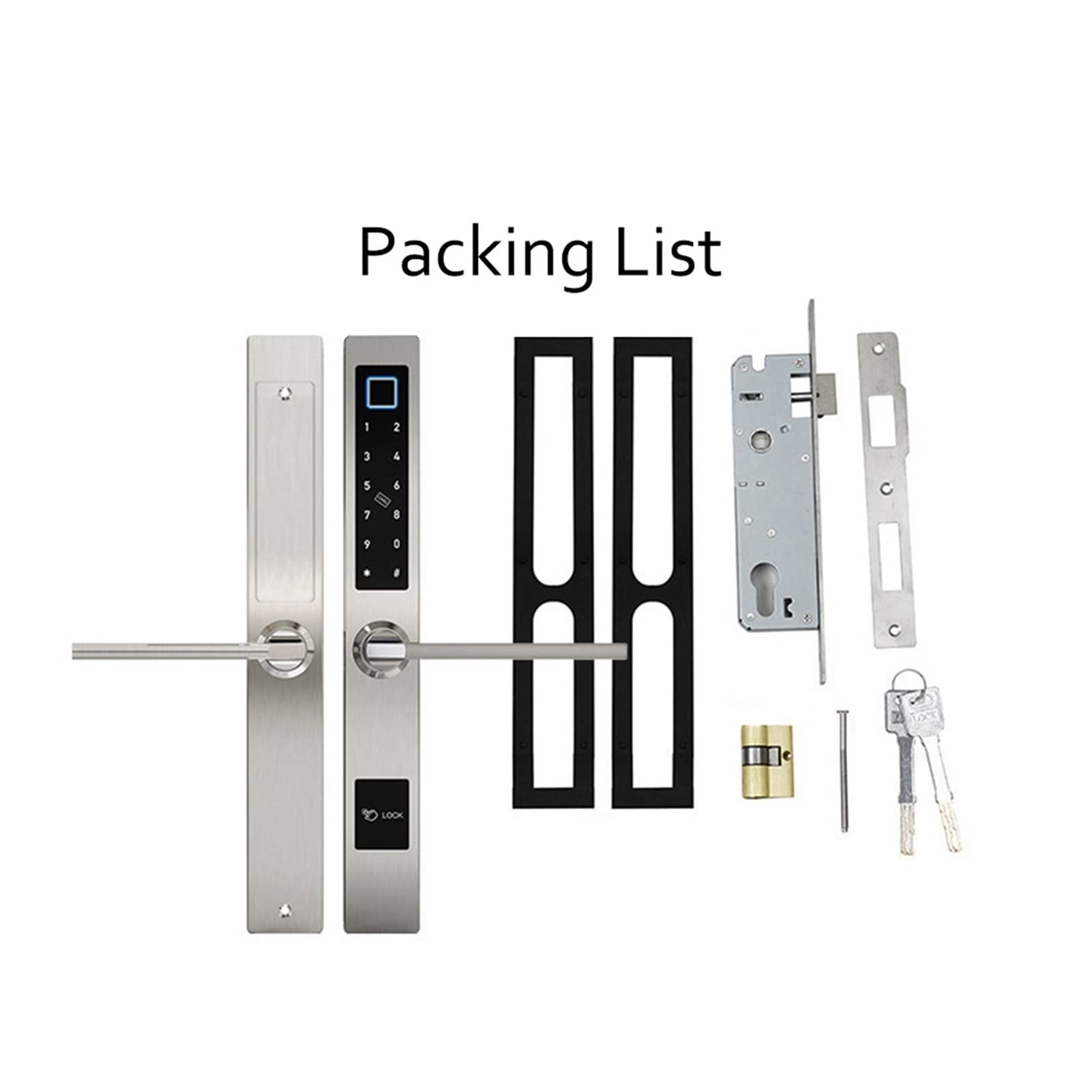 Serratura a porta di impronta digitale biometrica impermeabile Serratura elettronica Smart Block Rfid. Serratura del codice della carta for porta in vetro in alluminio(3585 sliding Black)