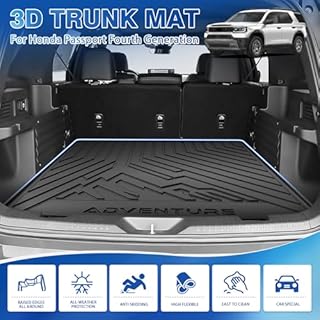 FIILINES Cargo Mat for 2026 Honda Passport Trunk Mat All Weather Waterproof Odorless Trunk Cargo Liner Passport Accessories Black
