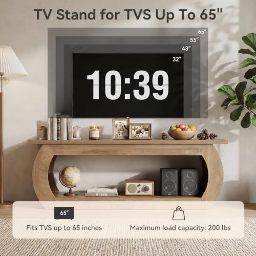 LITTLE TREE TV Stand for 65 Inch, Wooden Entertainment Center with Storage by LITTLE TREE - Used condition - Image 7