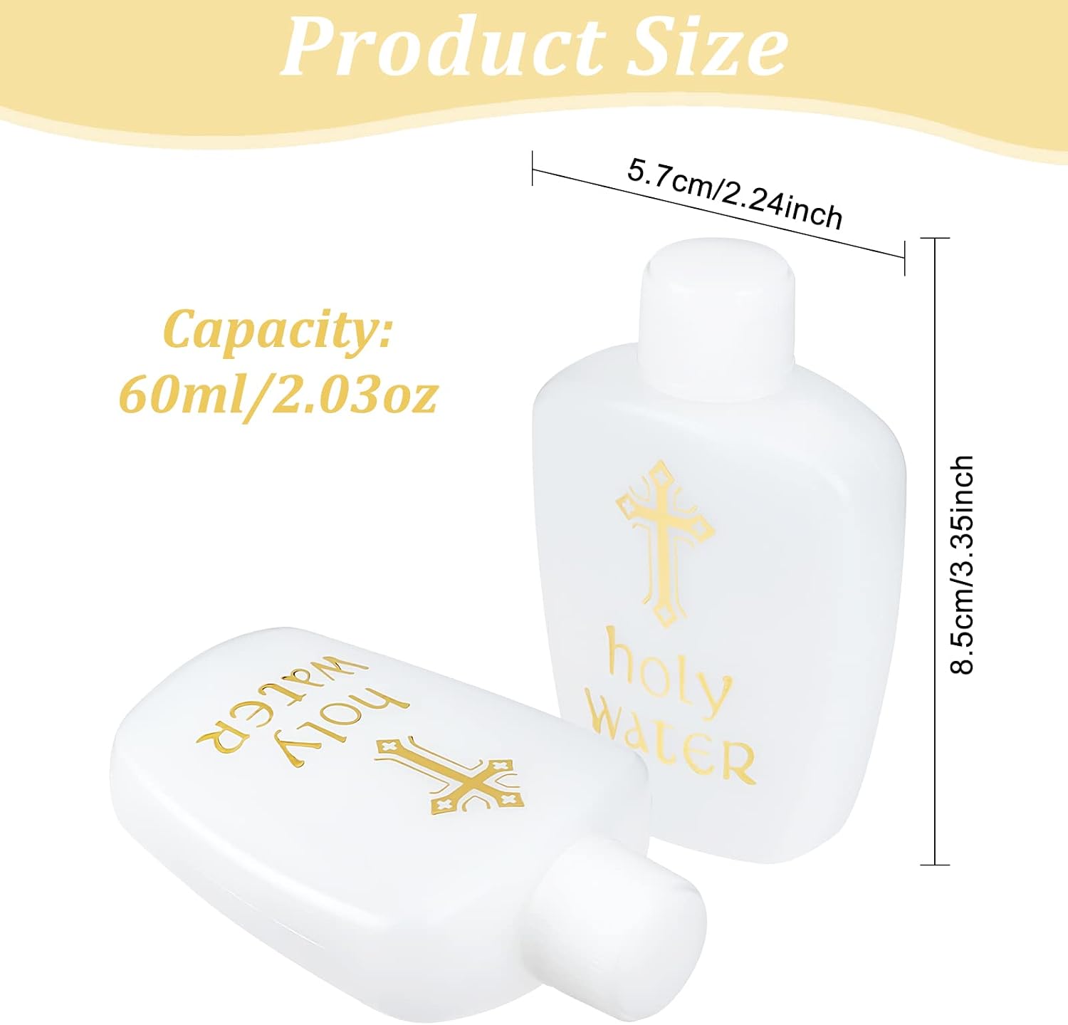 WEBEEDY 14 Pieces Holy Water Bottles 60ml/2.1oz Refillable Gold Cross Plastic Holy Water Bottle with Screw Lid Christian Party Favor Church Supplies - Image 3