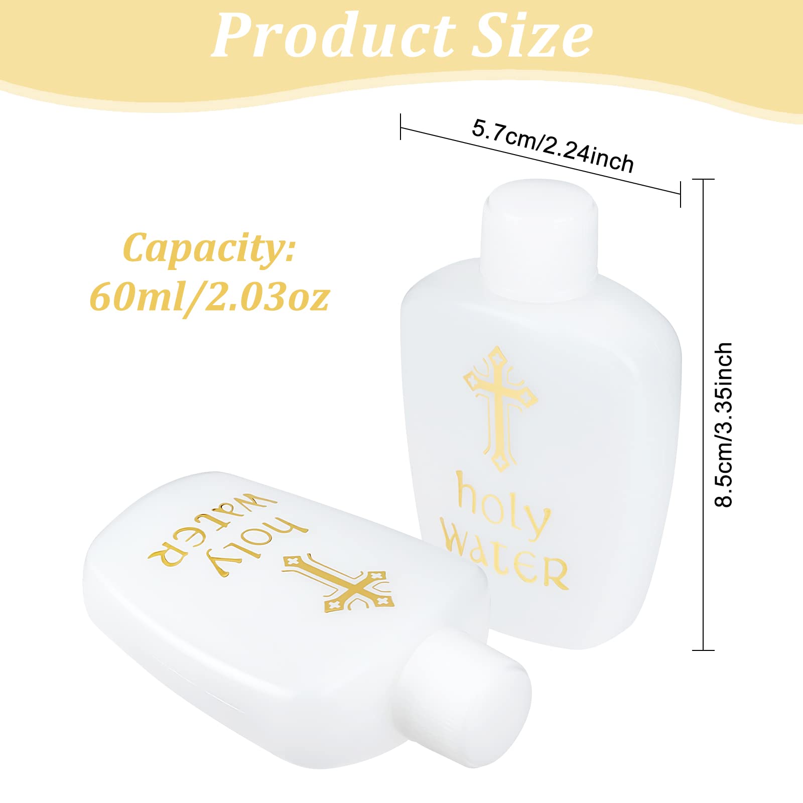 WEBEEDY 14 Pezzi Bottiglie di Acqua Santa 60ml/2.1oz Riutilizzabili Bottiglia di Acqua Santa In Plastica con Croce D'Oro con Coperchio A Vite Bomboniere per Feste Cristiane Cattoliche Forniture