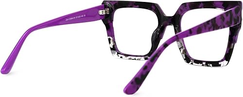 Miniatura 7 de VOOGLAM Gafas de bloqueo de luz azul con marco cuadrado, gafas de moda negras para mujer, antifatiga ocular y UV