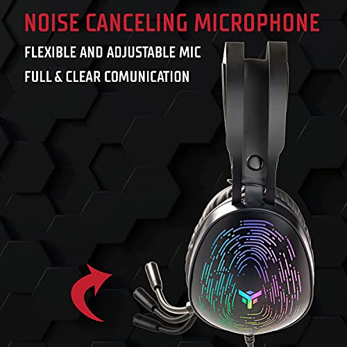 Cuffie Gaming H420 - Cuffie da giocatore dotate di microfono Flessibile, con Controllo del volume, cancellazione rumore esterno, colori LED. Adatte per PC e console. - Cuffia gaming - Immagine 2
