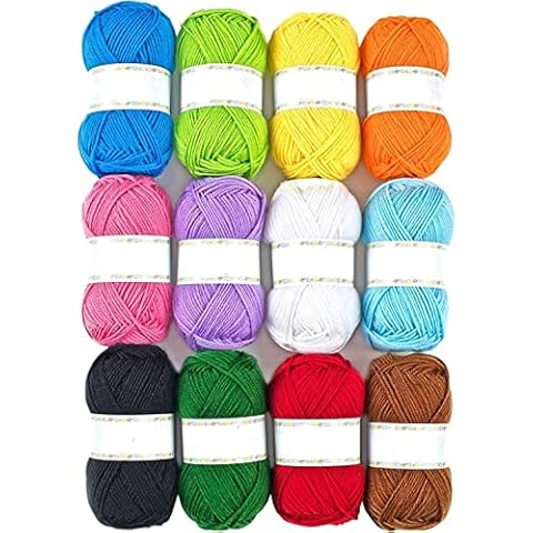12X 50g Double Knitting Yarn 100% Acrylic Knitting Yarn Colourful DK Yarn,Perfect for Any Crochet and Knitting Mini Project,Yarn Knitting Wool Crochet Yarn, Ideal for Beginners, Kids Crafts Cover