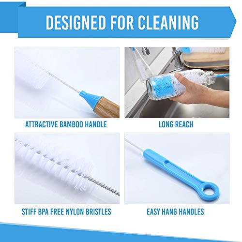 Bottle Brush Cleaner 5 Pack - Long Water Bottle and Straw Cleaning Brush - Kitchen Wire Scrub Set for Washing, Wine Decanter, Baby, Kombucha, Pipes, Hydro Flask Tumbler, Sinks, Beer Brewing Supplies - Thumbnail 6