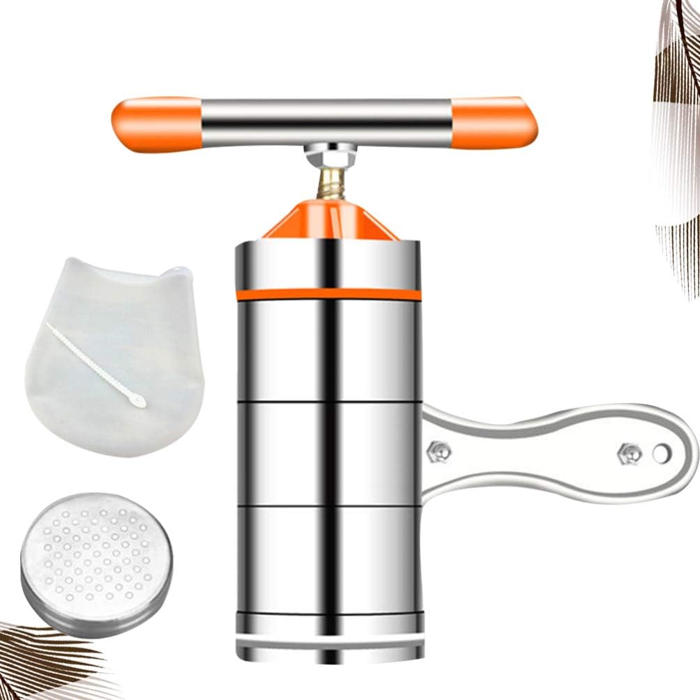 Hemoton 1pc Household Manual Noodle Maker Stainless Steel Kitchen Noodle Press Machine Orange Mold Kneading Bag Easy to Use Space-saving Kitchen Tool