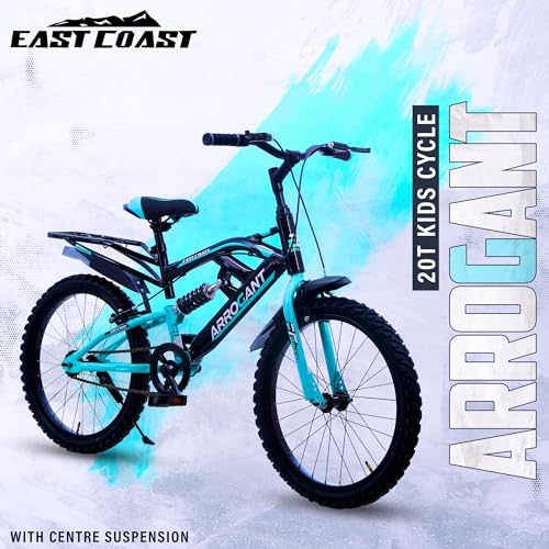 Image of EAST COAST Arrogant Single Speed Cycle /Bicycle | 20T Kids Bike /Kids Cycle with Inbuilt Carrier, Center Suspension, 14 Inch Frame, Caliper Brakes Ideal for 5 to 8 Years, Dual Shade (Sea Green)