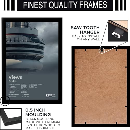 Image of BLINKART Drake - Views Wall Photo Frames | Wall Art for Bedroom, Living Room, Studio or Office | Album Cover Print with Spotify Song Link QR Code | Gift for Fans - 8x12 In