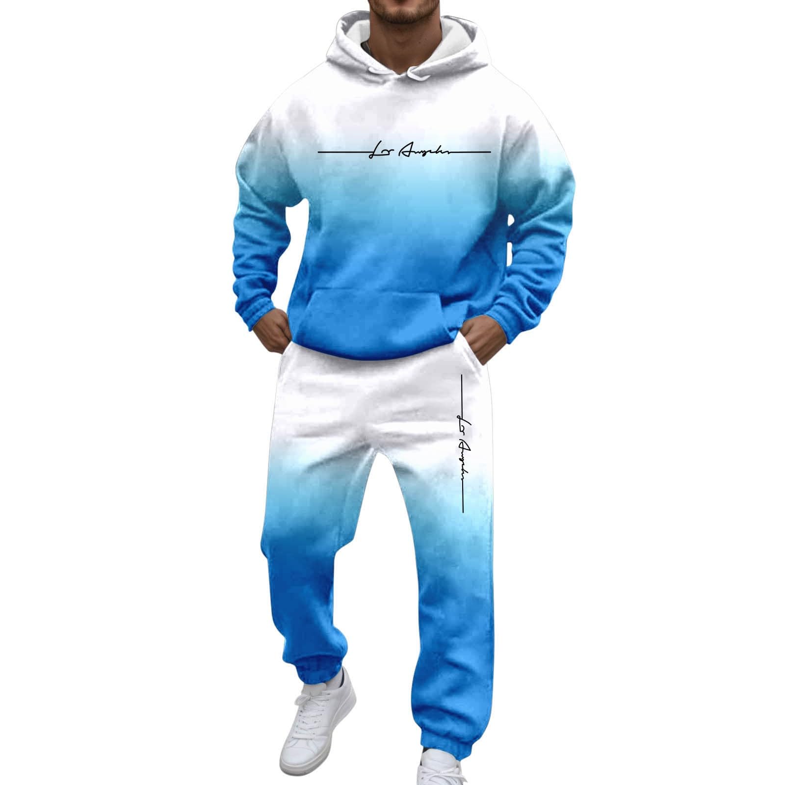 Generisch Chándal para hombre, juego holgado, chándal con bolsillos, traje de deporte, traje, manga larga, traje de casa, traje de ocio, sudadera con capucha y pantalones de jogging, ropa de deporte