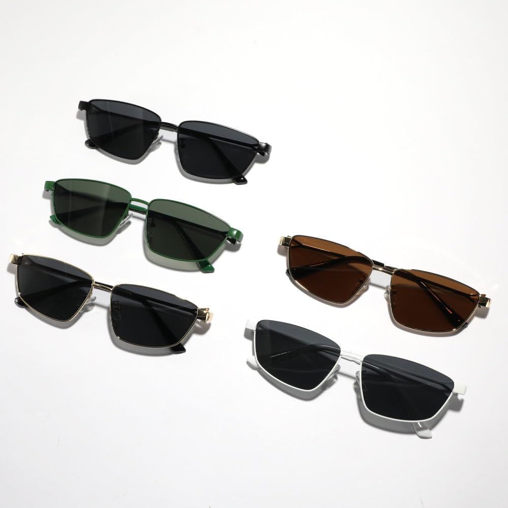 LVTFCO Gafas de sol cuadradas de Metal para mujer y hombre, gafas de sol tipo ojo de gato de lujo, gafas de sol pequeñas de oro negro Retro a la moda para mujer