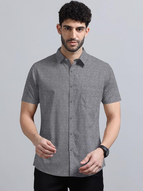 Image of BRUCEWANE Men's 100% Cotton Half Sleeve Shirt