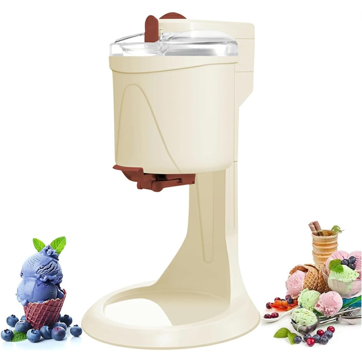 FHRKA Automatic Soft Serve Ice Cream Maker,1L Home Portable Electric Ice Blender Dessert Yogurt Sorbet Machine