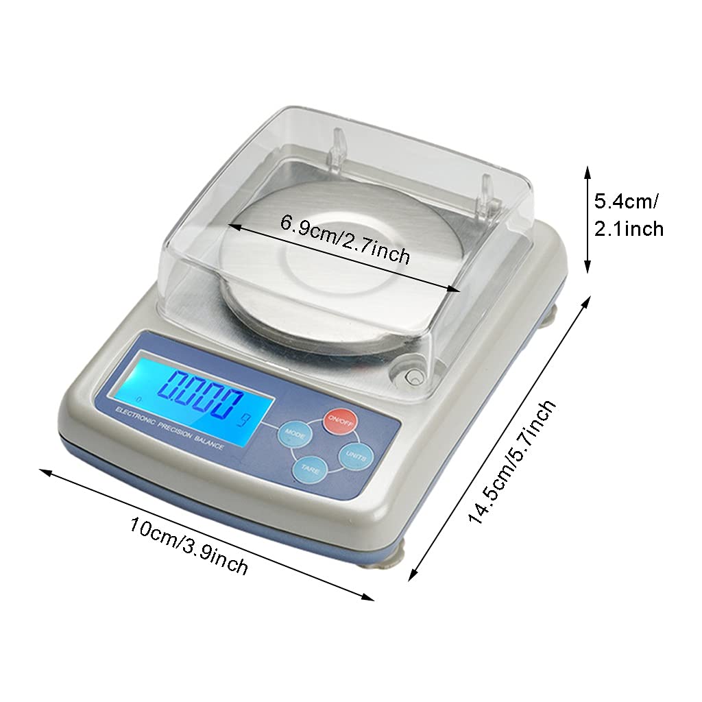 Bilancia Digitale Portatile Ad Alta Precisione con Paravento Bilancia Analitica Bilancia da Laboratorio Bilancia da Cucina per Gioielli Peso di Calibrazione,300G/0.01G
