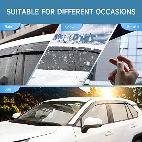 Aclong Rain Guards Fit For Toyota Rav4 2019-2023 Extra Durable Tape-On Side Window Vent Visor Deflectors Rain Guards Compatible With Toyota Rav4 2019 2020 2021 2022 2023, 6-Piece Set #TOP3