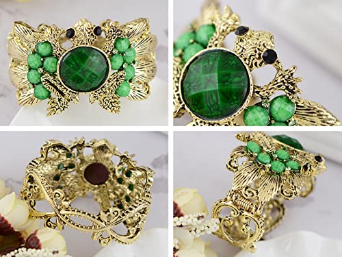 Alilang Golden Tone Emerald Green Crystal Rhinestone Frog Toad Bracelet Bangle Cuff #TOP3