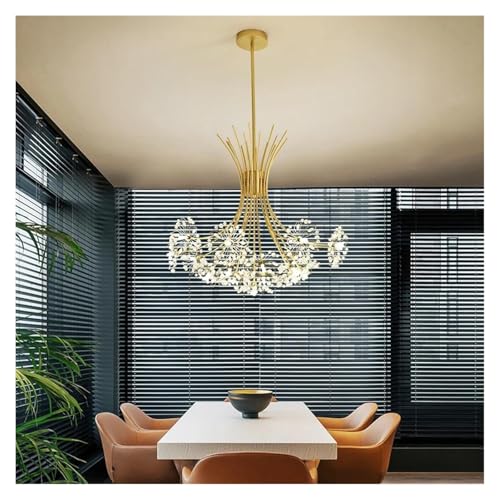 Lustre en cristal de pissenlit doré 68cm : une suspension design d'exception