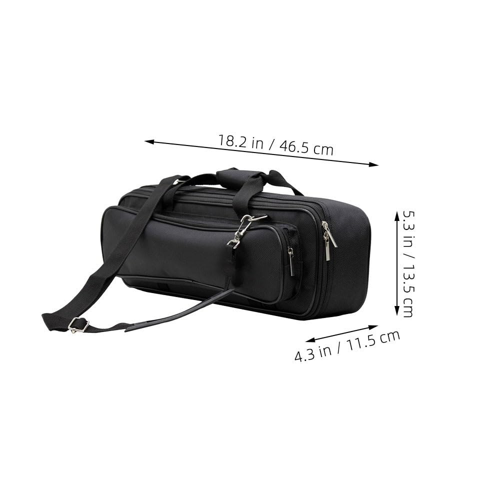 Sac De Flûte en Oxford Rembourré Épais avec Bandoulière Ajustable Sac De Transport Portable pour Flûte Traversière 16 Et 17 Trous De Rangement Instrument De Musique