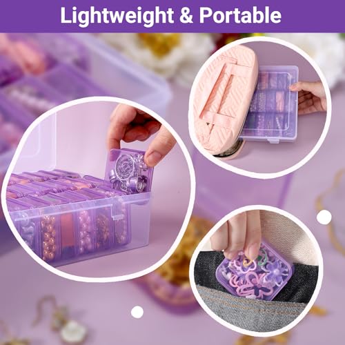 Image of Cosics Bead Storage Containers, Plastic Bead Organizer Case with 30 Small Storage Case for Small Projects, Jewelry Kit, DIY Craft Supply, Stickers, False Nails, Hardware, Seeds, Purple
