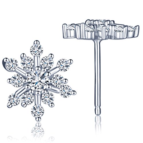 Infinite U Boucle d'oreille le flocon de neige élégant clou d'oreille en argent 925 orné zircon cubique brillant jolie bijou pour femme fille jeunesse