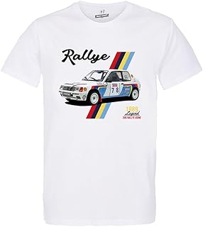 T-Shirt Blanc Homme Voiture Vintage 205 Rallye | 100% Coton, Coupe régulière | idée Cadeau Fan Course Automobile
