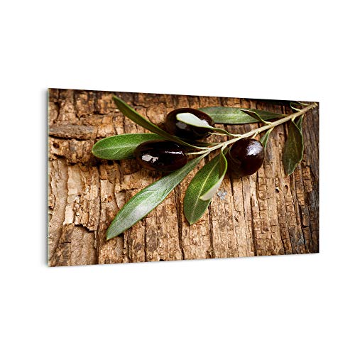 Küchenrückwand 'Oliven auf Holz' in div. Größen, Glas-Rückwand, Wandpaneele, Spritzschutz & Fliesenspiegel