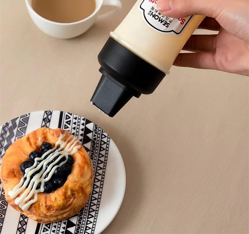 CYOFQD 5 Hole Squeeze Sauce Bottle Porous Condiment Dispenser for Even Flow, Ideal for Ketchup, Mustard, Mayonnaise and Dressings (Set of 2) 1