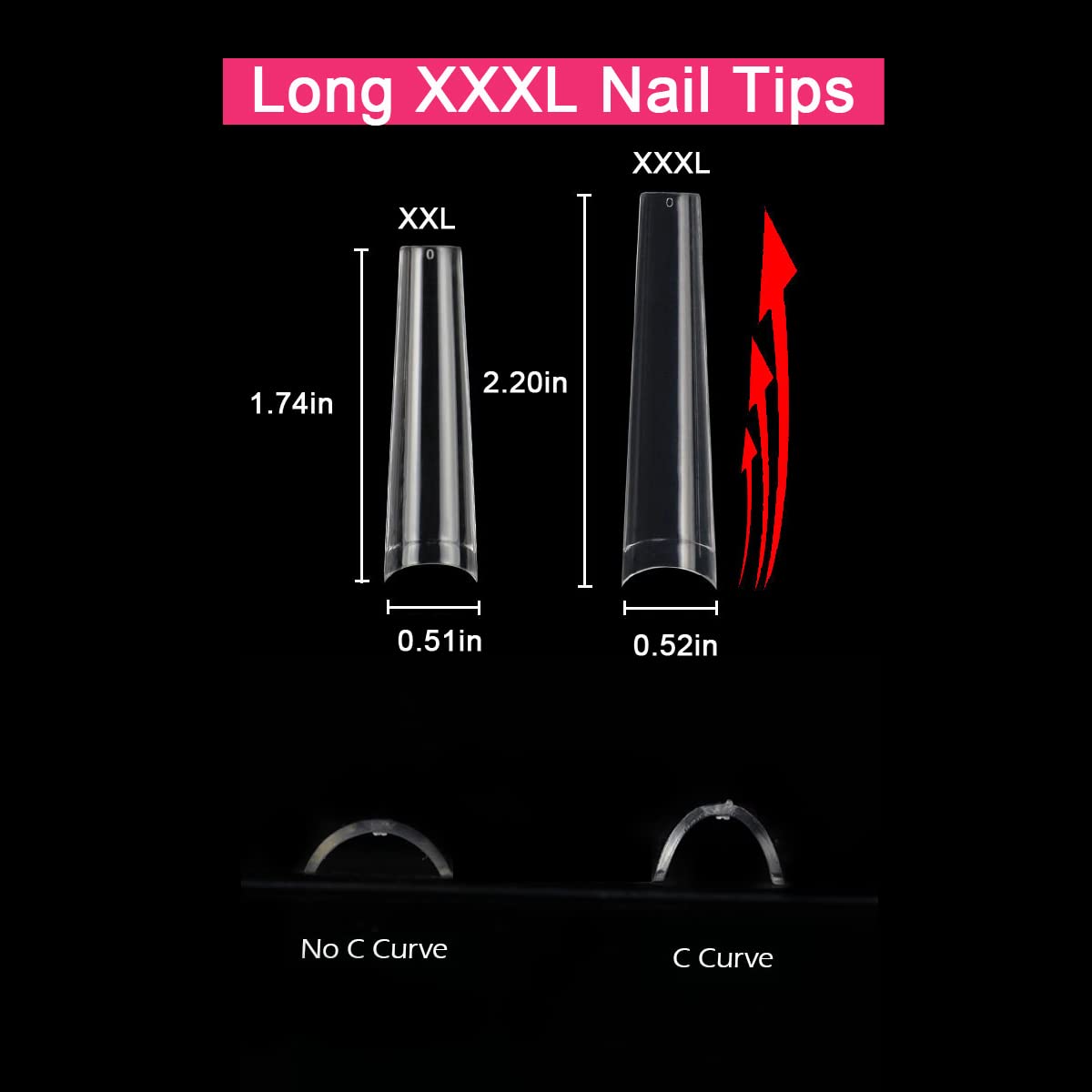 No C Curve 3XL Long Coffin Nail Tips, 420pcs Clear Acrylic Nails Coffin Shape Nail Tips SWETIDY Flattened Half Cover False Nails for Salon&Home DIY French ABS Nail Art Tips,12 Sizes : Beauty & Personal Care