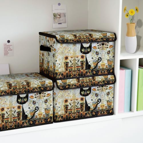 Image of Fabric Storage Bins with Lids,Under Bed Storage Containers 3Pack | Stackable Clothes Storage Bins with Lids,Closet Organizers Fabric Box for Home and Office,Blanket Clothes Organizers