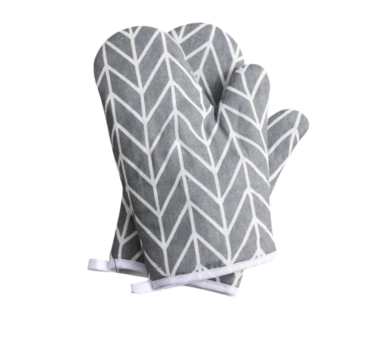 Clarture 2pcs High-Temperature Insulated Oven Mitts - Safe Kitchen Baking Gloves for Cooking and Grilling(Grey)