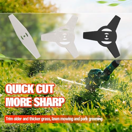 Image of HASTHIP 4Pcs Grass Trimmer Blade Replacement Weeder Attachment | Two Forms for Weed Clearing, Reaches Tight Patches, Manganese Steel, Three Point and Flat Types, Seller Support
