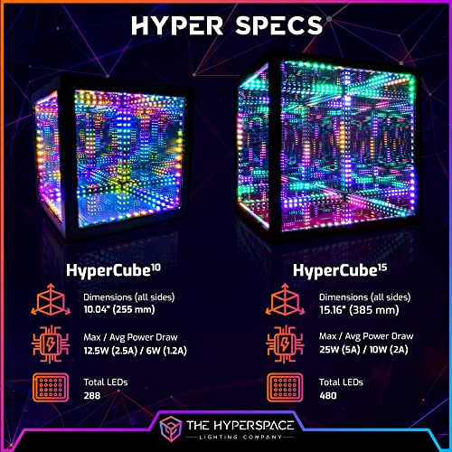 The Hyperspace Lighting Company Hypercube Infinity Cube Led Light - 15-Inch Sound Reactive Table Desktop Lamp - Cool & Creative Rgb Multicolor Decorative Mirror Art Desk Night Light #TOP5